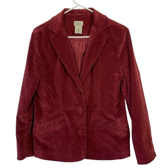 Y2K L.L. Bean Red Corduroy 3 Button Jacket Blazer Size 10P - Picture 1 of 5